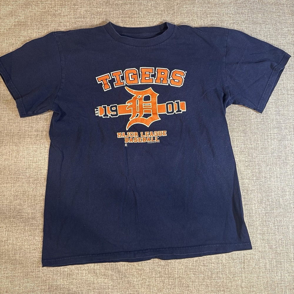 Detroit Tigers Youth XL T Shirt MLB 1901 Graphic Navy Short Sleeve